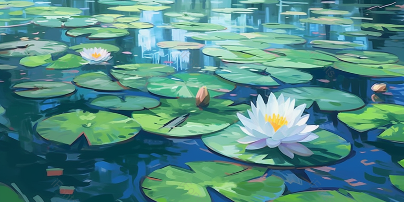 夏至荷花绽放在池塘里水彩淡雅插画背景,插画/手绘图,插画/手绘图库,插画/手绘图下载,插画/手绘